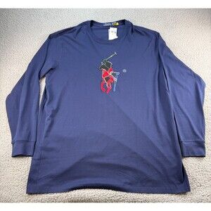 Polo Ralph Lauren Men's 2XLT Navy Patchwork Pony Player Crew-Neck T-Shirt